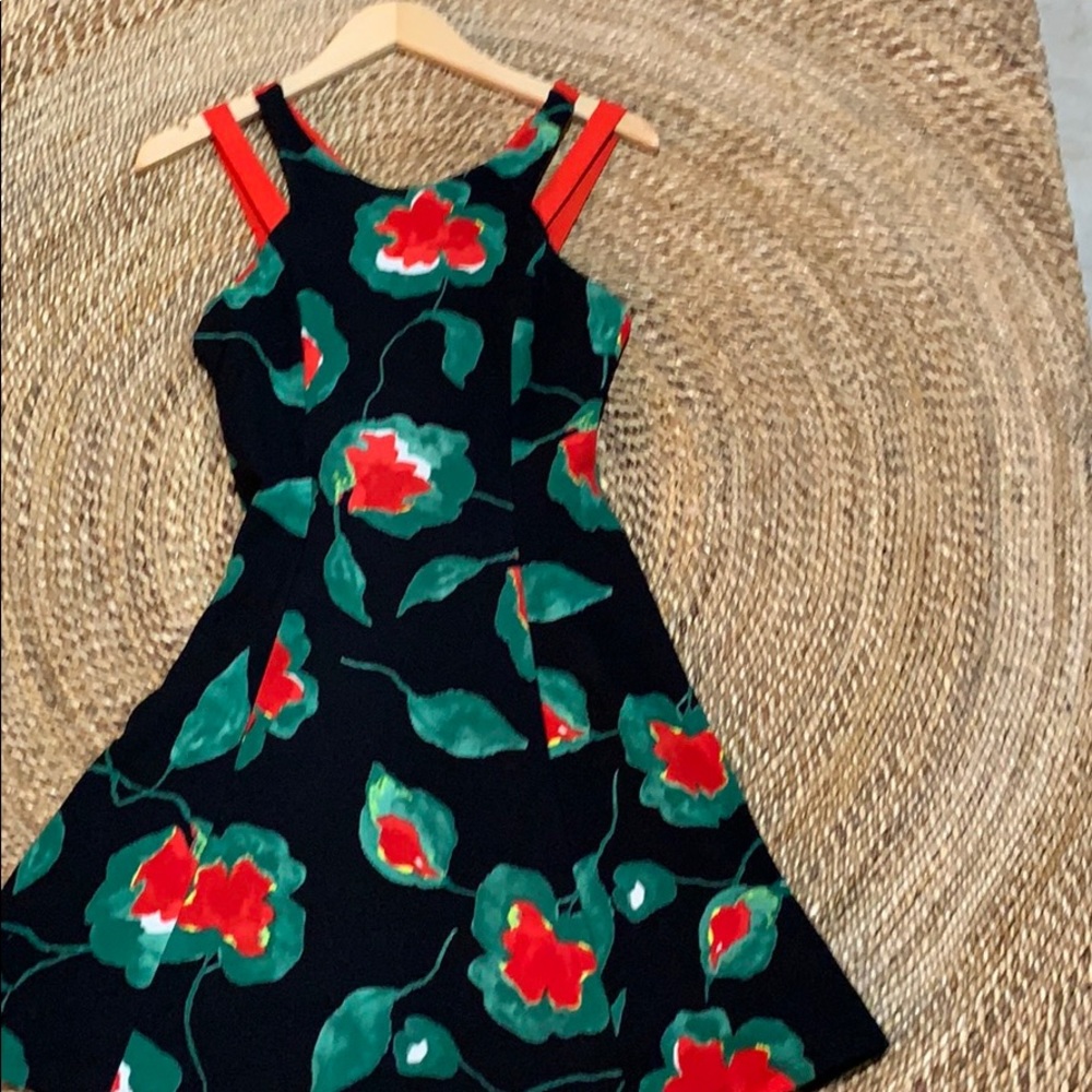 Black Floral Dress w/ Strappy Back